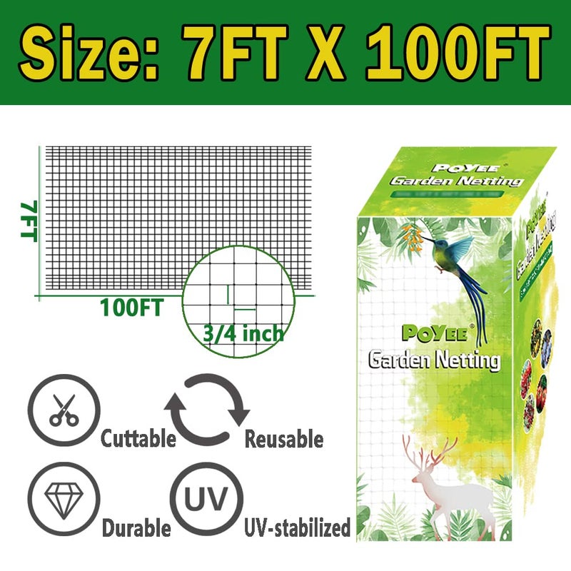 POYEE Garden Netting - 7 x 100 FT Heavy Duty Garden Net for Vegetables and Fruit Trees - Image 2